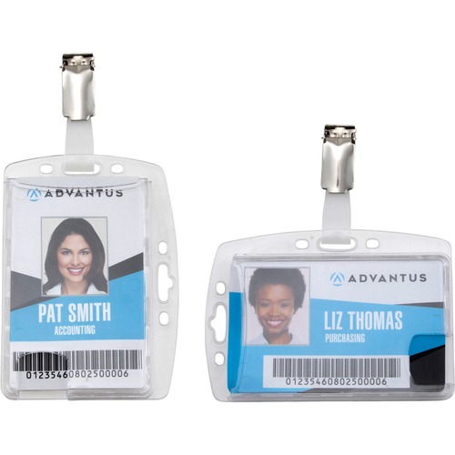 Badge Holder, With Rotating Clip, Vertical/Horizontal, Clear 25/PK