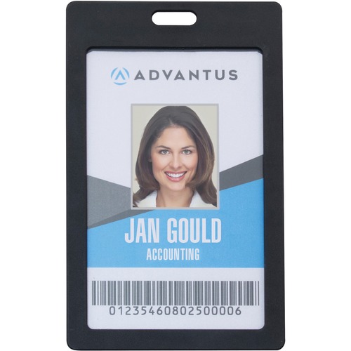 Badge Holders, Rigid, Vert, 2" x 3-1/4" Insert, Black 6/PK