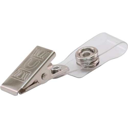 Adapter for Badges, with Strap & Metal Clip, Vinyl, Silver 25/PK