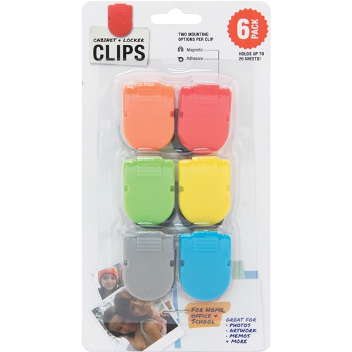 Clip, Magnetic, 1/2" W x 1" L x 1-2/5" H, Assorted 6/PK