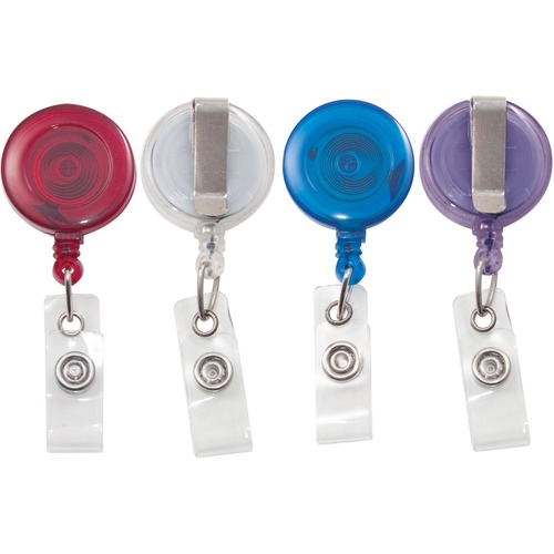 ID Card Reel, Retractable, 1-1/4" W x 3/5" L x 3-1/4" H, Ast 20/PK