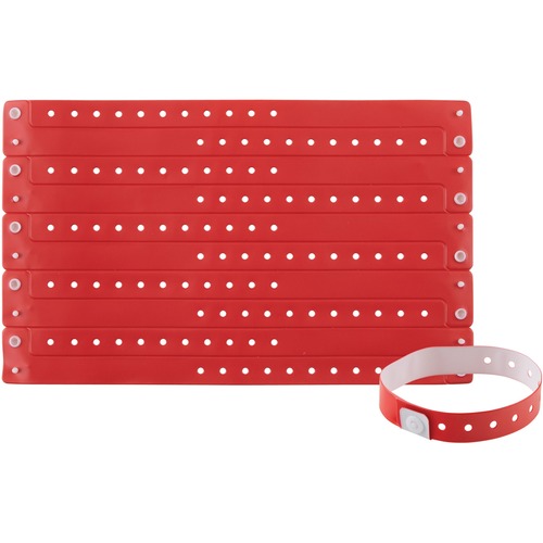 Wristbands, Vinyl, 3/5" W x 9-3/4" L x 1/50" H, Red 100/PK