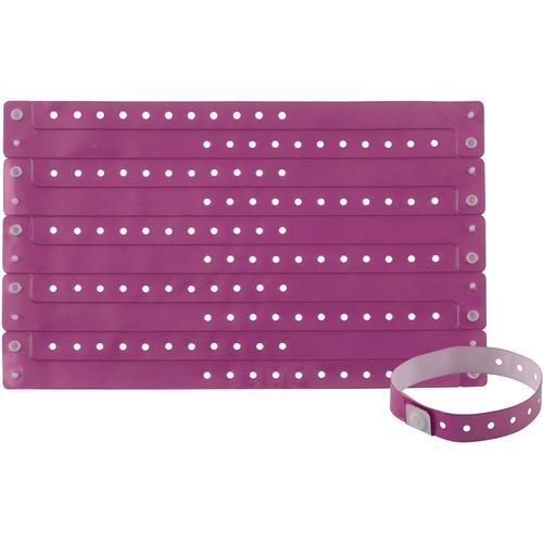 Wristbands, Vinyl, 3/5" W x 9-3/4" L x 1/50" H, Purple 100/PK
