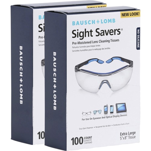Lens Cleaning Tissues, Pre-Moistened, 5" x 8", 100 Count 2/BD