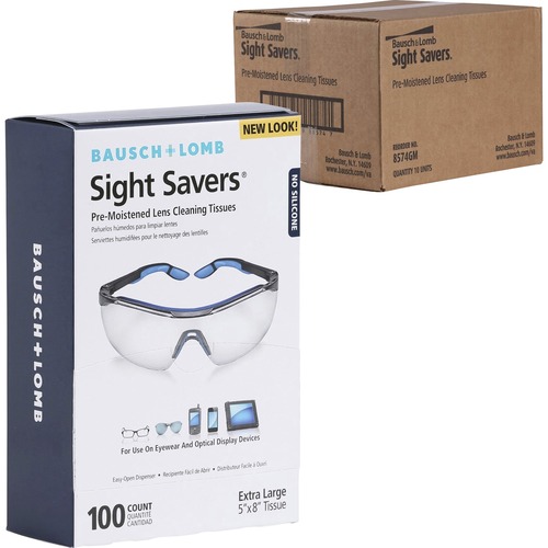 Lens Cleaning Tissues, PreMoistened, 5" x 8", 100 Count 10/CT