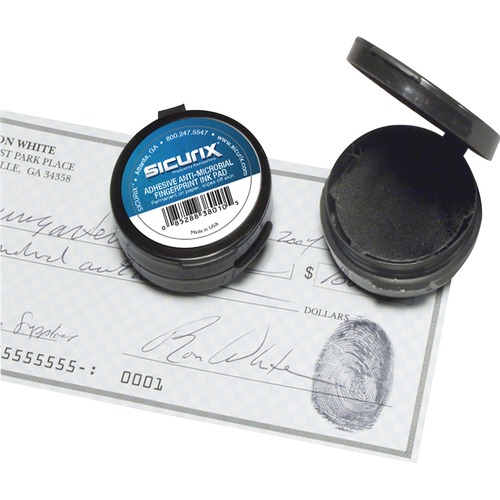 Finger Print Pad, Adhesive Back, 1-1/2" x 1-1/2" x 1/2", Black/Black Ink