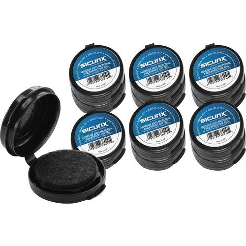 Finger Print Pad, AdhBack, 1-1/2"x1-1/2"x1/2", BK/BK Ink 12/CT