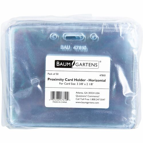 Proximity Badge Holder, Horizontal, 3-1/2"x2-3/8", Clear 50/PK