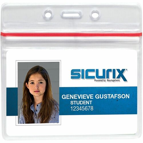 ID Card Holders, Sealable, Horizontal, 3-3/4" x 2-5/8", Clear 50/PK