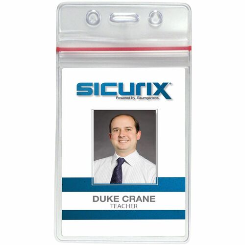 ID Card Holders, Sealable, Vertical, 3-3/4" x 2-5/8", Clear 50/PK
