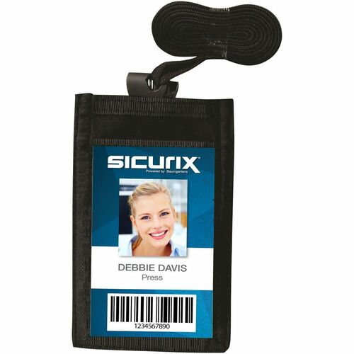 ID Neck Pouch, Vertical, Adjustable Cord, 2-1/4"x3-1/2", Black