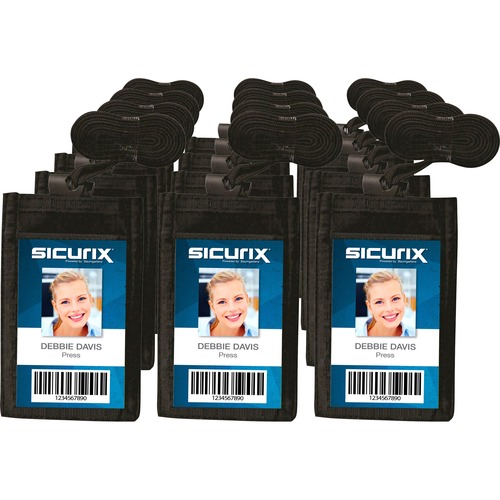 ID Neck Pouches, Vertical, Adjustable Cord, 2-1/4" x 3-1/2", Black 12/BX
