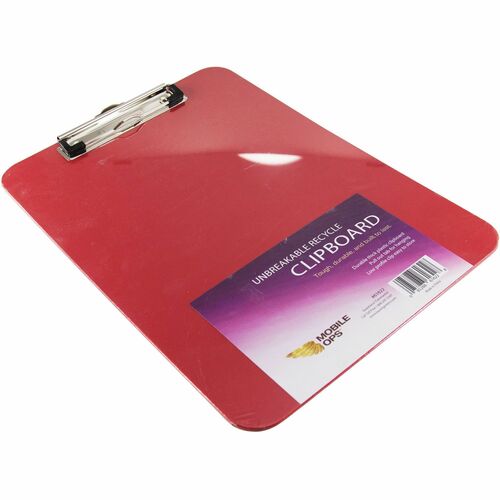 Clipboard, Heavy-Duty, With Grips, Letter Size Paper, Poly, 9" x 12-1/2", Red
