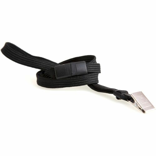 Breakaway Lanyard, Bulldog Clip, Black 12/PK