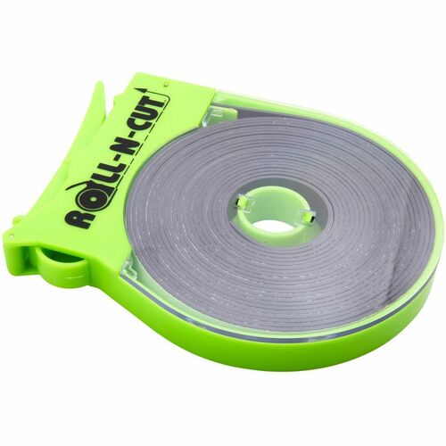 Magnetic Tape Roll, w/Dispenser, 1/2" x 15 Foot, Black Tape/Green Dispenser