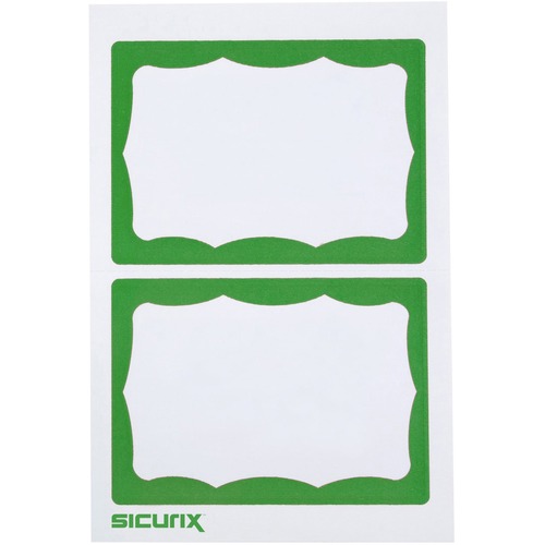 Visitor Badges, Green Border, 3-1/2"x2-1/4", White Green 100/BX