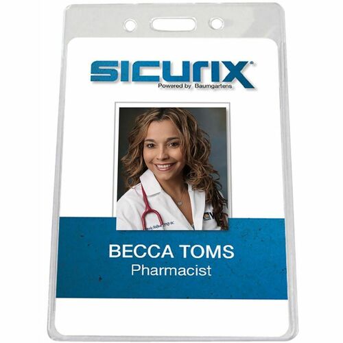 Govt Badge Holder, Vinyl, Vertical, 2-5/8" x 3-7/8", Clear 50/PK