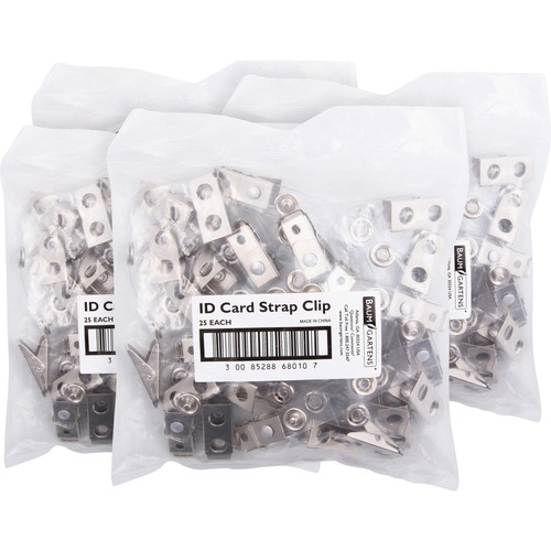 ID Strap Clips, Prepunched, Vinyl, Clear, 25/PK 4/BX