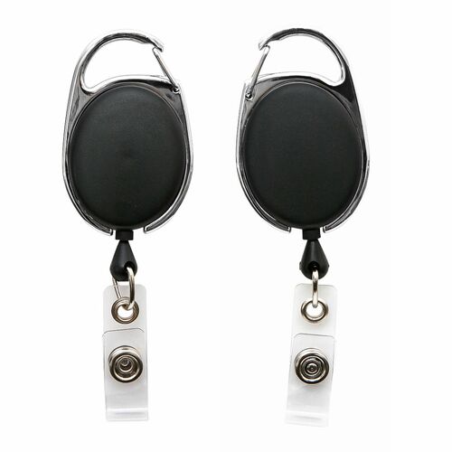 Clip ID Badge Reel, Carabiner Style, 30", Matte Black