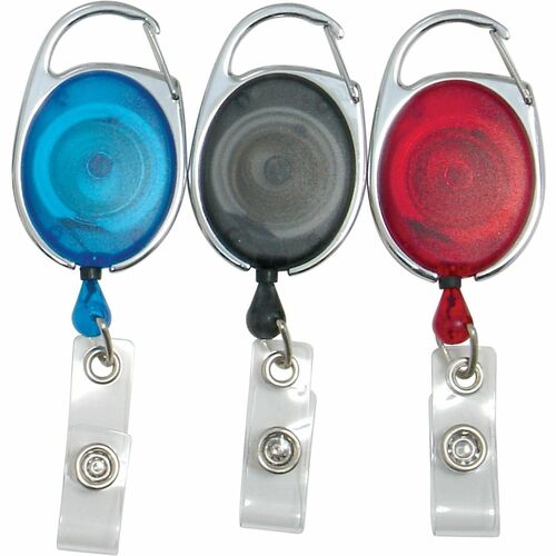 Clip ID Badge Reels, Oval, 30 Inch, AST 3/PK