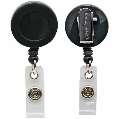 Card Reel, With Spring Clip, Stretches 30", Black