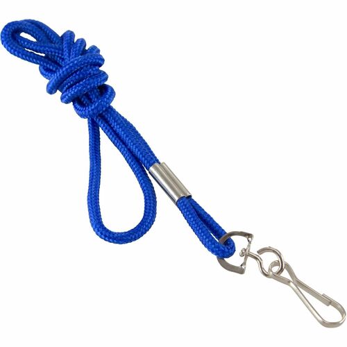Standard Lanyard, With Hook, 36" L, Nylon, Blue