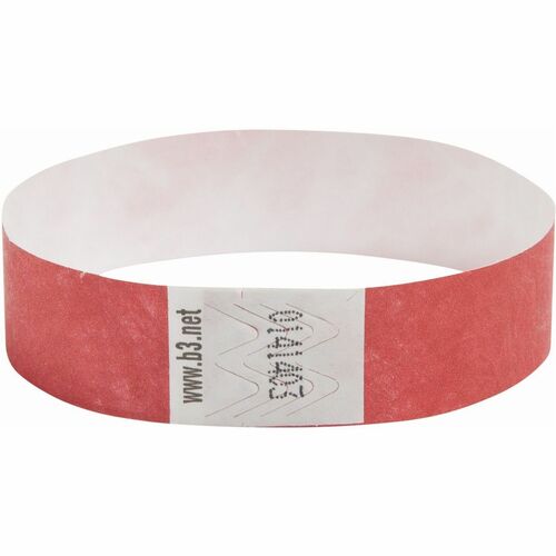 Security Wrist Band, Tear-Resistant, 10" x 3/4", Red 100/PK