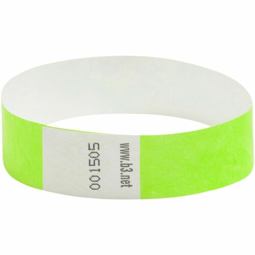 Security Wrist Band, Tear-Resistant, 10" x 3/4", Green 100/PK