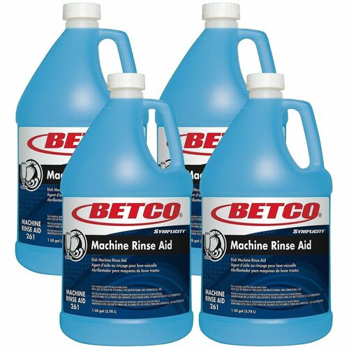 Rinse Aid, For Dishwashers, Low & High Temp, Concentrate, 4 Gallon, Blue 4/CT