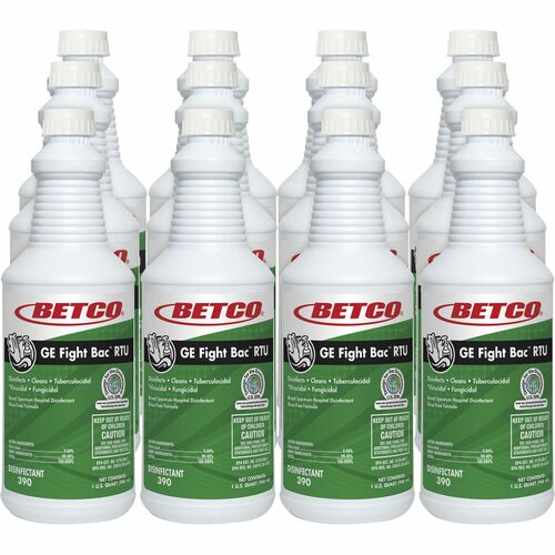 Disinfectant, Hospital-Grade, No Rinse, 32 oz, Clear 12/CT