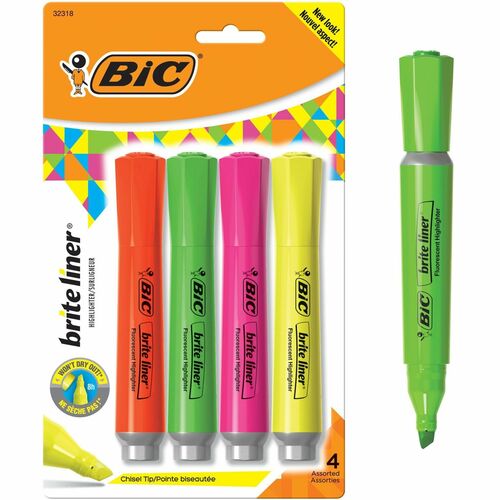 Highlighter, Grip, Tank, Assorted 4/ST