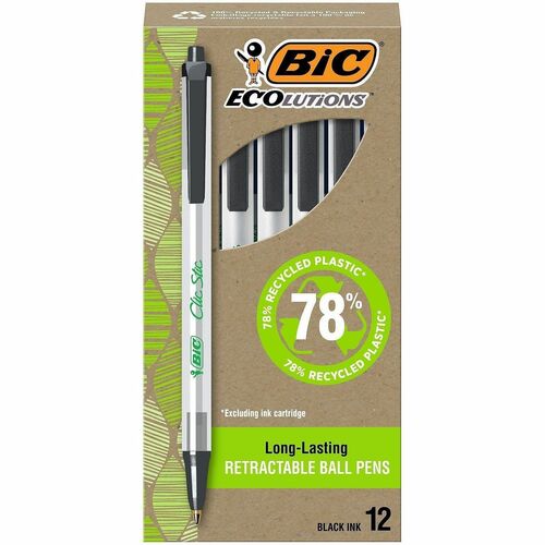 Pen, Clicstic, Ecolu, Medium, Black 12/DZ