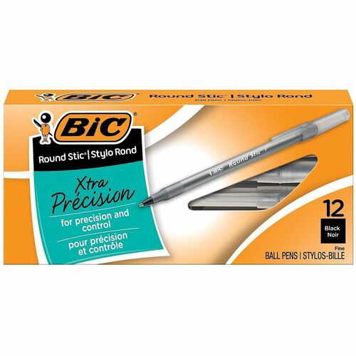 Pen, Roundstick, Ballpoint, Fine, Black 12/DZ