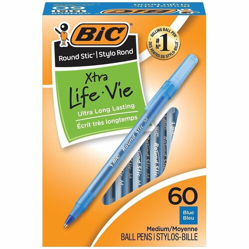 Pen, Round Stick, Ballpoint, Medium, Blue, Beige 60/BX