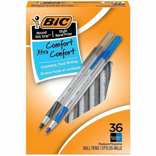 Pen, Roundstick, Grip, Assorted 36/BX