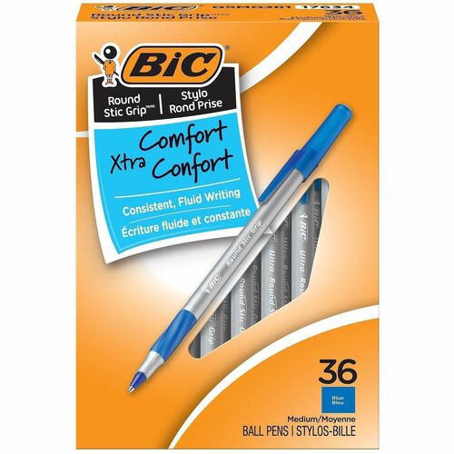 Pen, Roundstick, Grip, Blue, 36 Count 36/BX