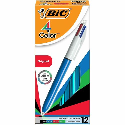 Pen, Ballpoint, 4-Color, Medium, Assorted