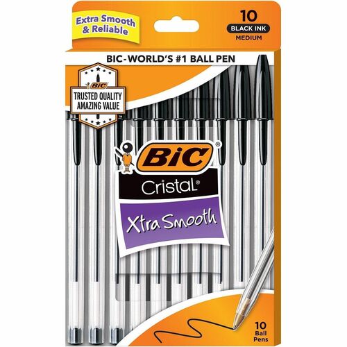 Pen, Cristal, Stick, Black 10/PK
