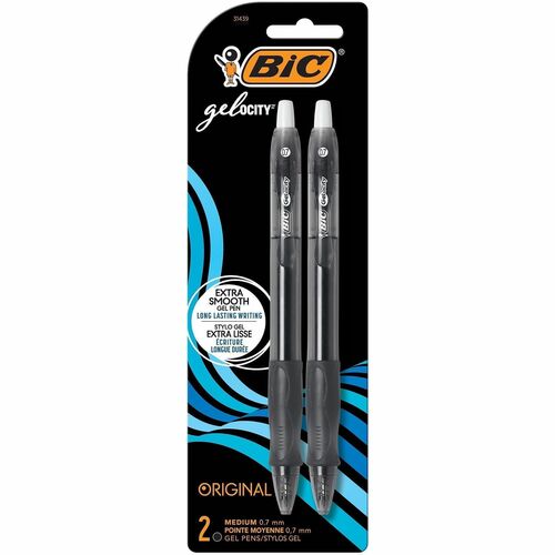 Pen, Gel, Retractable, Velocity, Black 2/PK