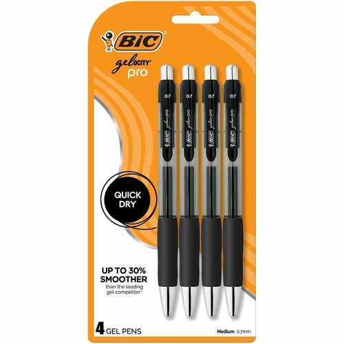 Pen, Gel, Medium, 7mm, Black 4/PK