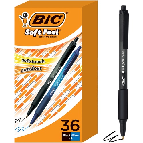 Pen, Soft Feel, Ballpoint, Medium, Assorted 36/BX