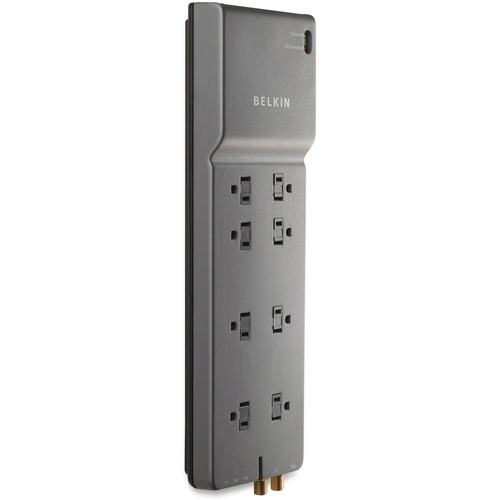 Hub, 8 Outlet, 12 Foot Cord, Gray
