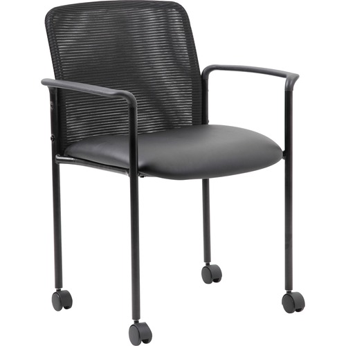 Chair, Stacking, Mesh, Casters, Black