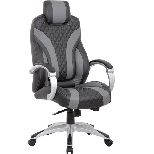 Chair, Executive, Vinyl, Black, Gray