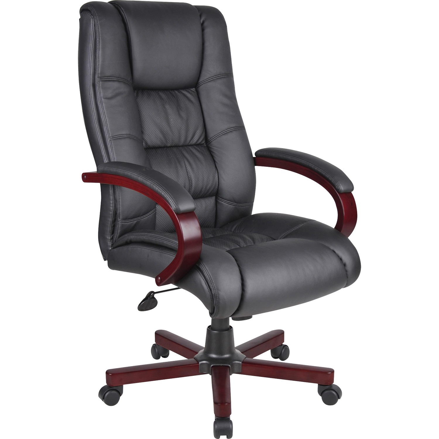 Guest Chair, Black Chair Pad, Mahogany