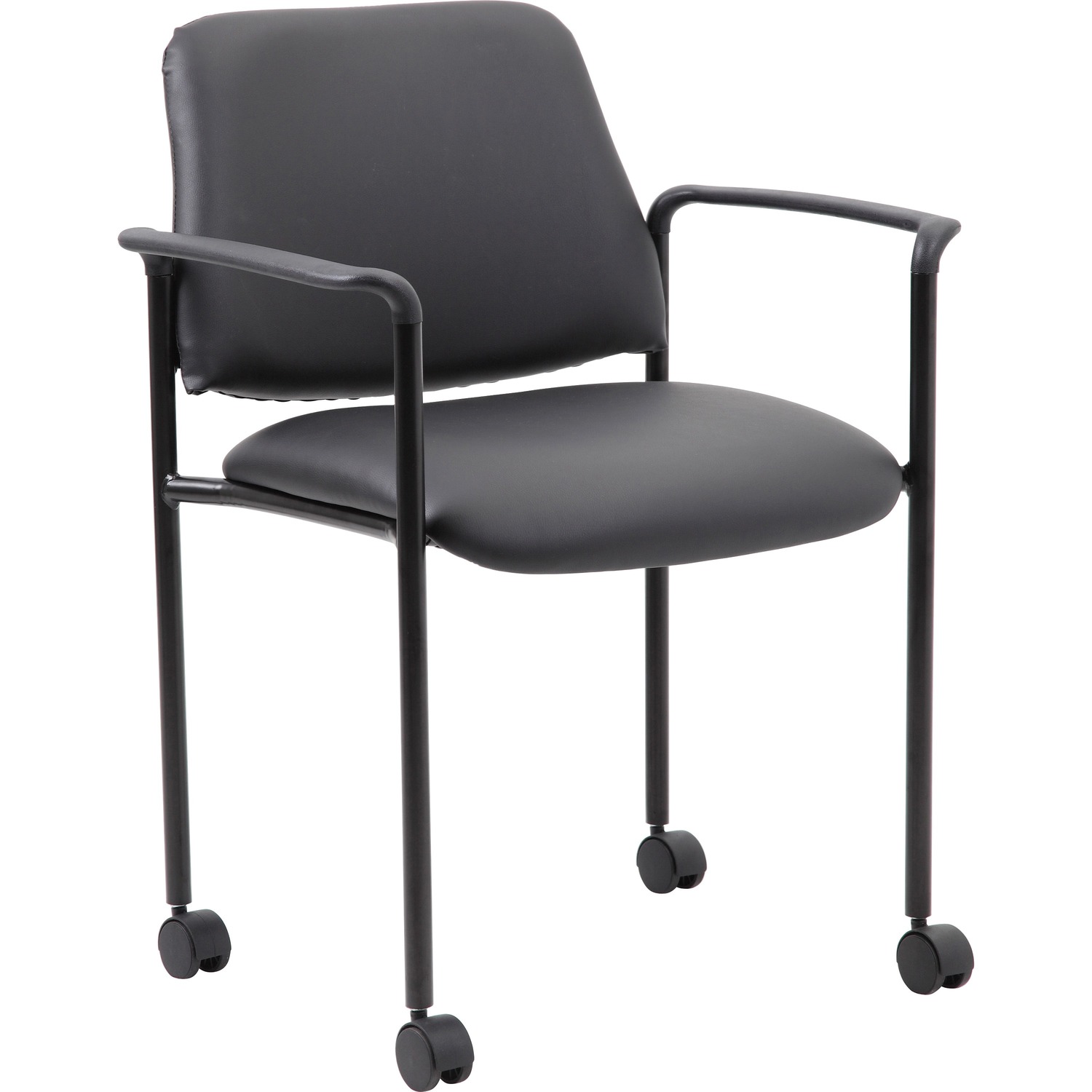 Chair, Stacking, Vinyl, Casters, Black