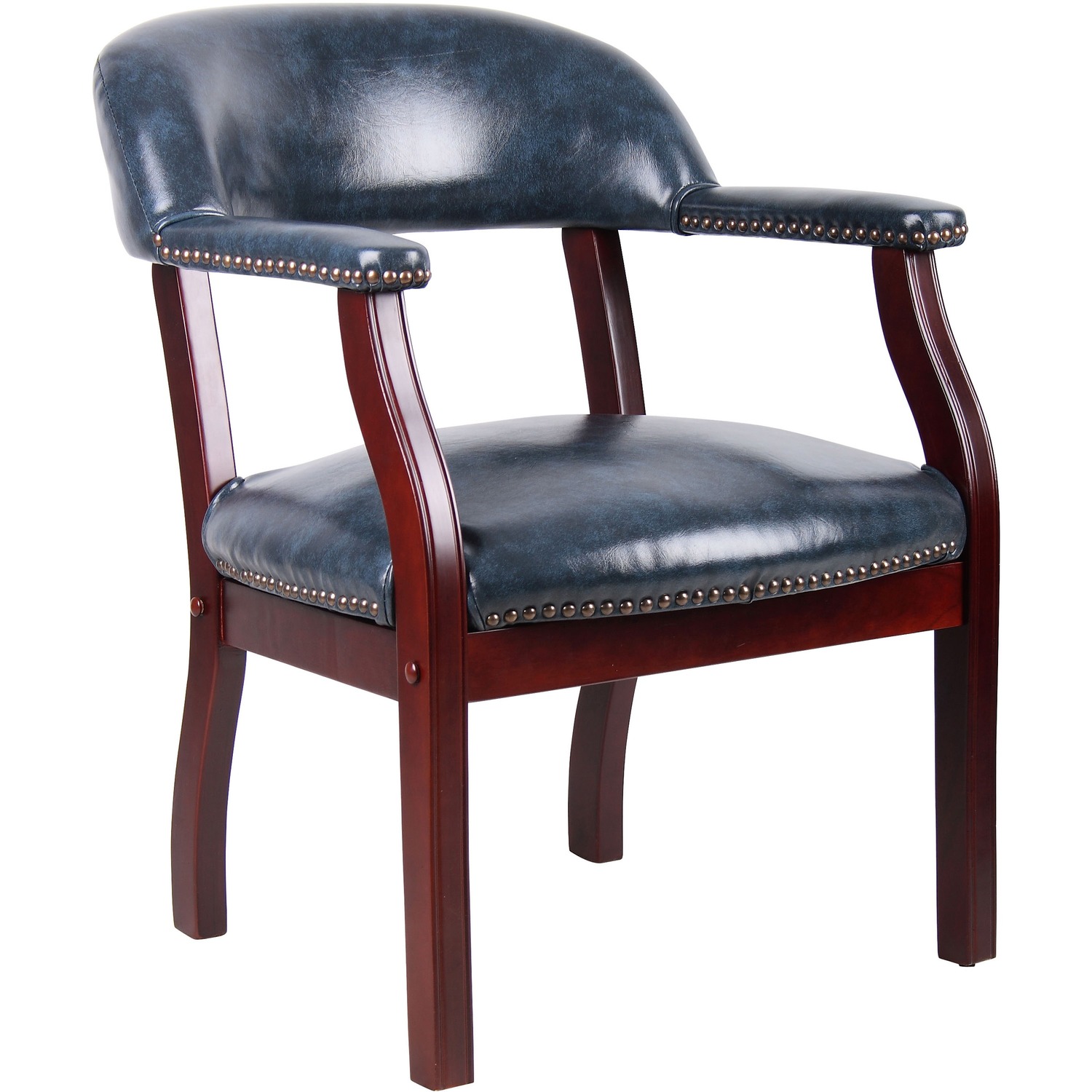 Chair, Traditional, Guest, Vinyl, Blue