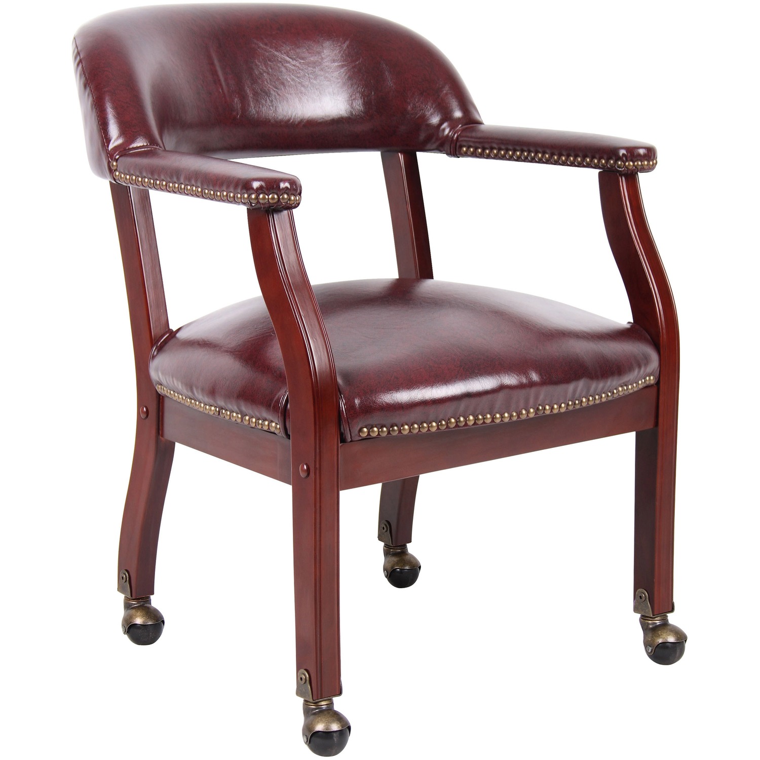 Chair, Traditional, Guest, Vinyl, Burgundy