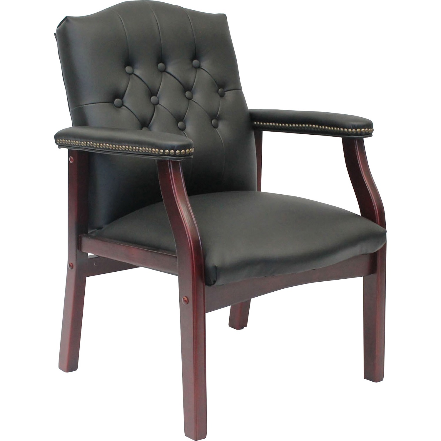 Chair, Guest, Traditional, Vinyl, Black