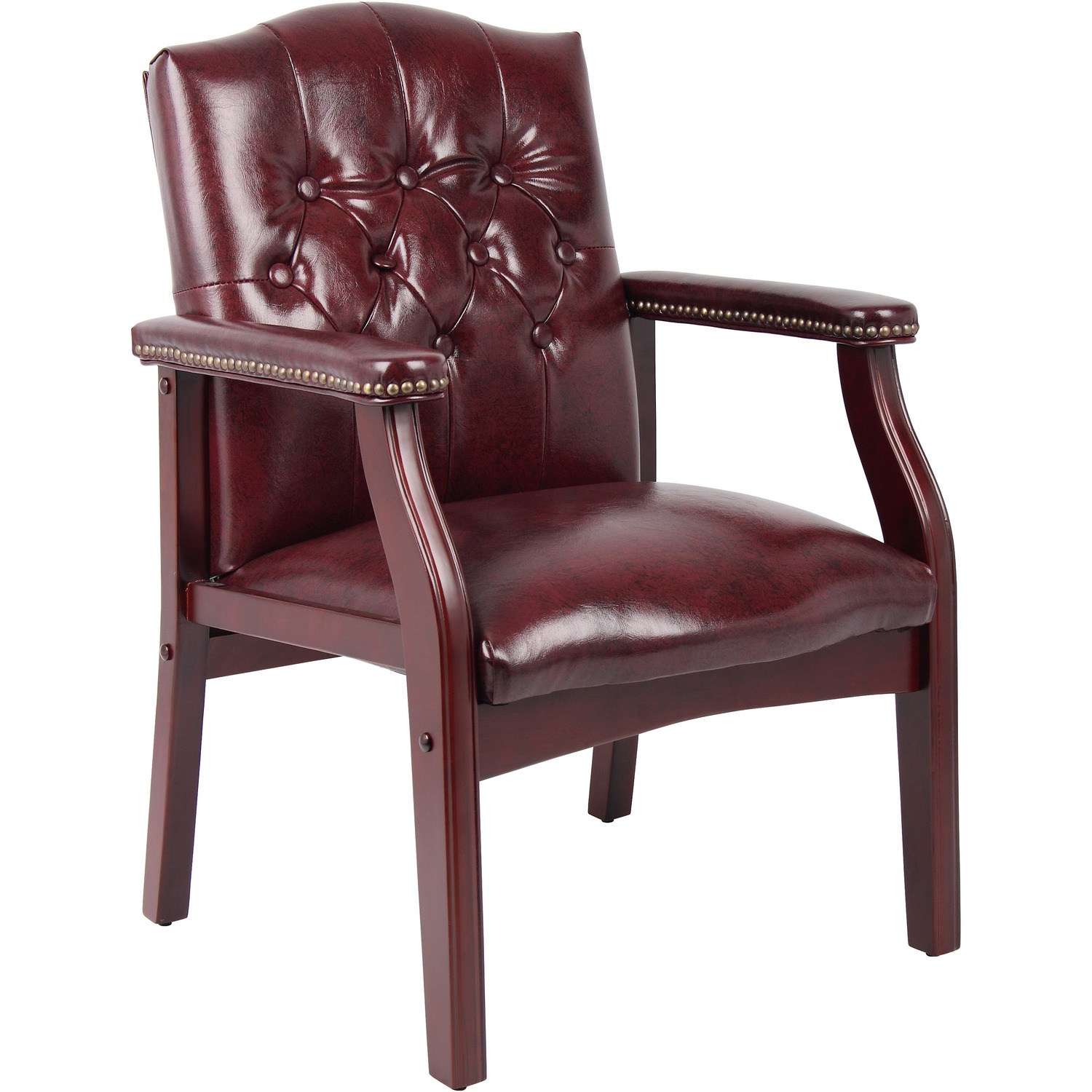 Chair, Guest, Traditional, Vinyl, Oxblood